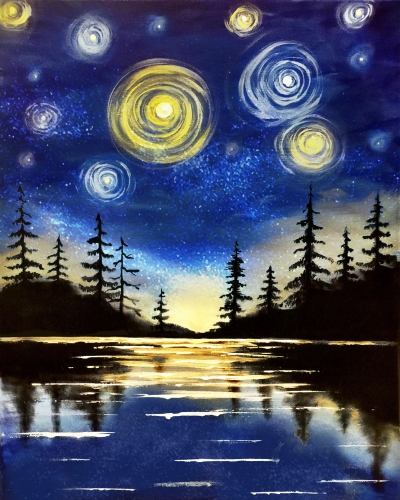 A Starry Lake paint nite project by Yaymaker