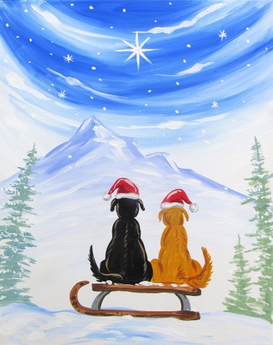 A Have a Doggy Christmas paint nite project by Yaymaker