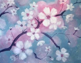 A Cherry Blossoms paint nite project by Yaymaker