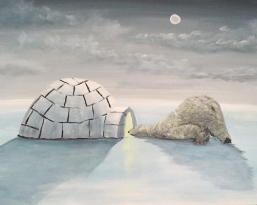 A Polar Bearing Igloo paint nite project by Yaymaker