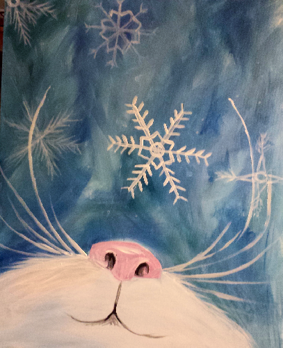 A Snowflake Kitten paint nite project by Yaymaker