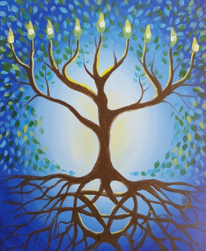 A Hanukkah Tree of Life paint nite project by Yaymaker