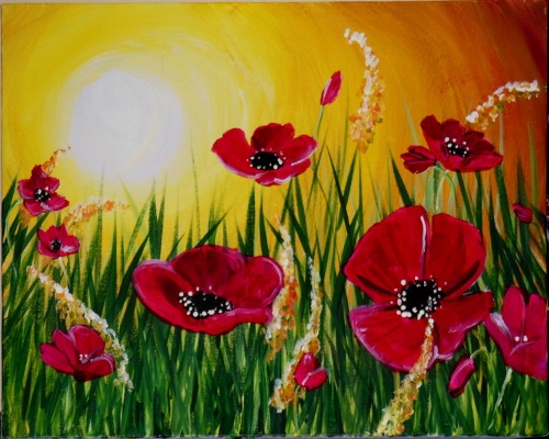 A Cathies Poppy Sunset paint nite project by Yaymaker
