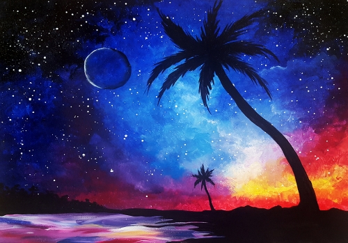 A Galaxy at the Beach paint nite project by Yaymaker