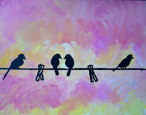 A Birds on Clothesline paint nite project by Yaymaker