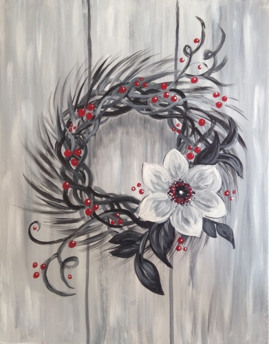 A Winterberry Wreath paint nite project by Yaymaker
