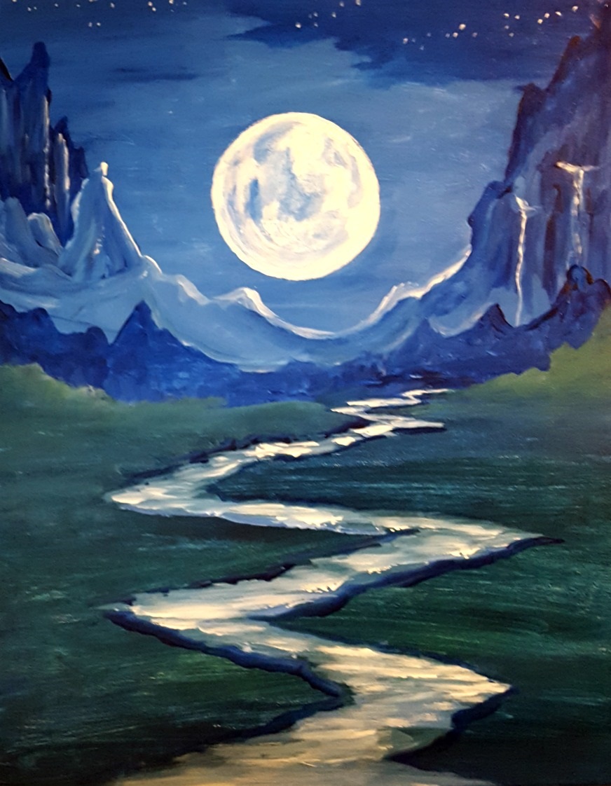 A Blue Moon River Dance paint nite project by Yaymaker