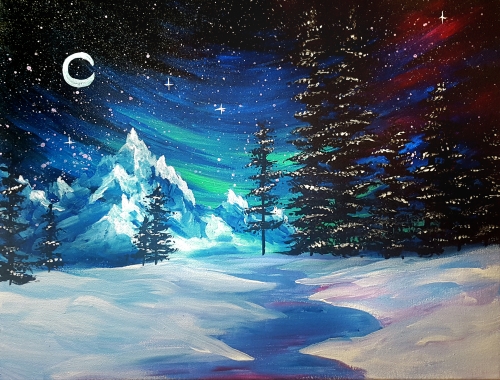 A WInter at Galaxy Mountain paint nite project by Yaymaker