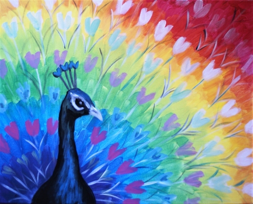 A Peacock Show of Hearts paint nite project by Yaymaker