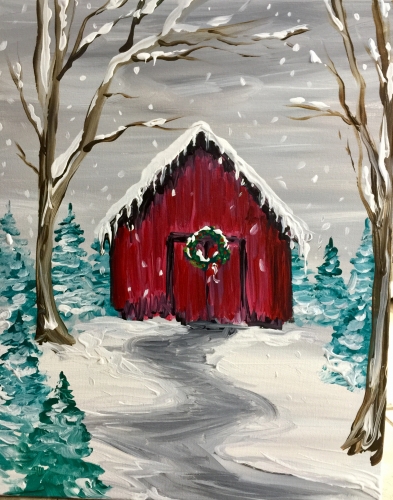 A Holiday Barn paint nite project by Yaymaker