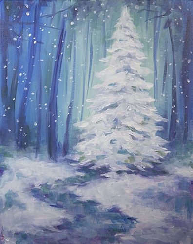 A Snowy Pine paint nite project by Yaymaker