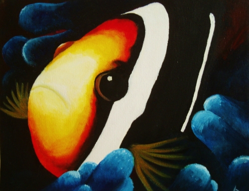 A Clown Fish in Blue Coral paint nite project by Yaymaker