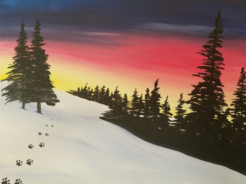 A Paws in the Snow paint nite project by Yaymaker