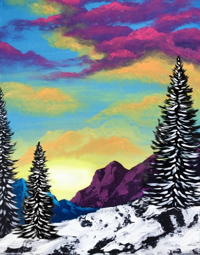 A Mountain Sunrise paint nite project by Yaymaker