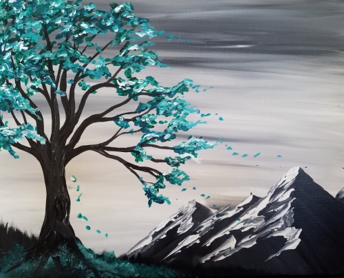 A Under the Teal Tree paint nite project by Yaymaker