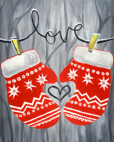 A Love Mittens paint nite project by Yaymaker