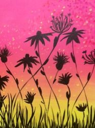 A Pink with Dandelion Silhouettes paint nite project by Yaymaker
