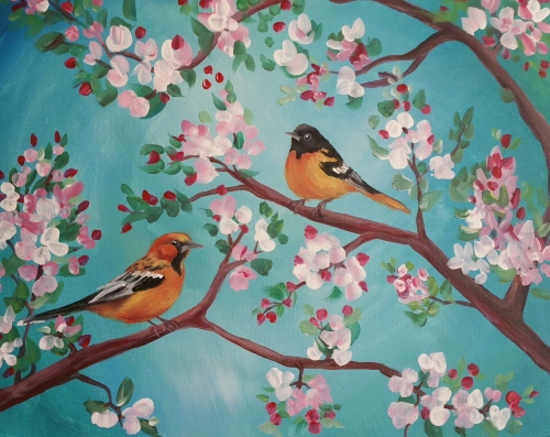 A Orioles and Blossoms paint nite project by Yaymaker