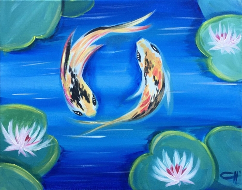 A Koi Fish Yin Yang paint nite project by Yaymaker