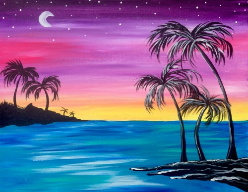 A Beach Palm Paradise paint nite project by Yaymaker