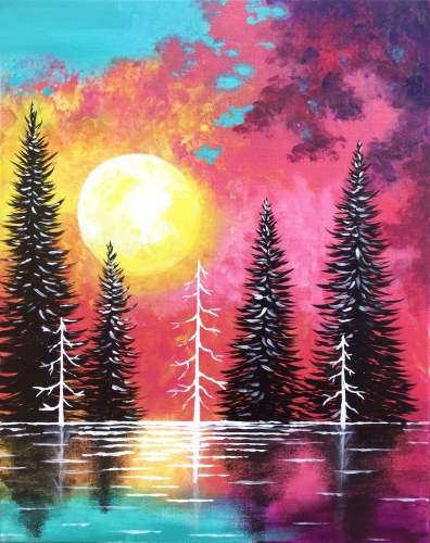 A Sunset On The Lake paint nite project by Yaymaker