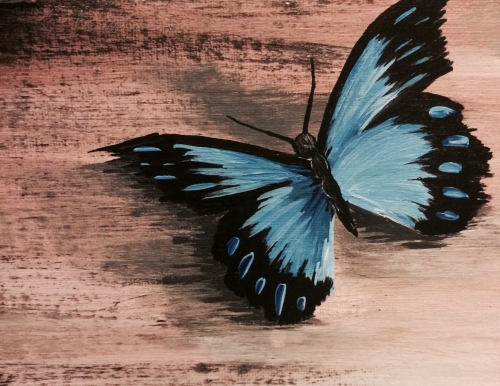 A Cool Blue Butterfly paint nite project by Yaymaker