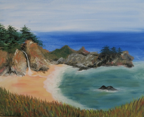 A Big Sur Waterfall paint nite project by Yaymaker