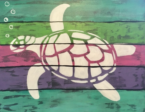 A Shimmering Sea Turtle paint nite project by Yaymaker