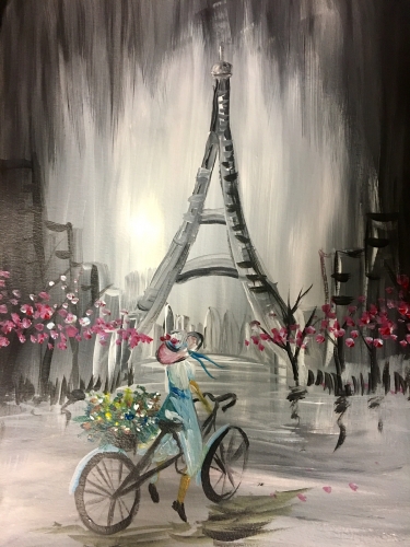 A Riding Bike Through Paris paint nite project by Yaymaker