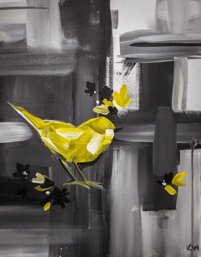 A Abstract Yellow Bird paint nite project by Yaymaker
