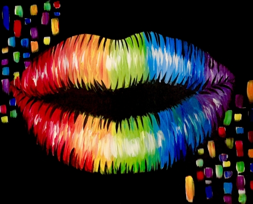 A Rainbow Kiss paint nite project by Yaymaker