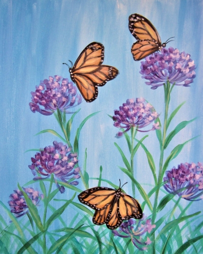 A Monarchs and Milkweed paint nite project by Yaymaker