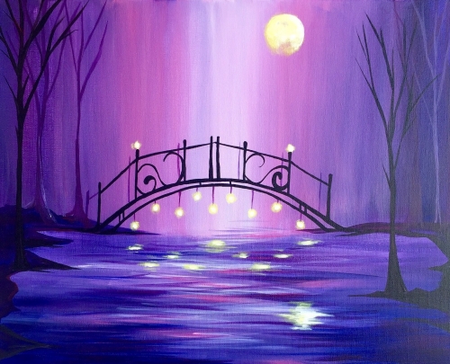 A Magical Moonlit Violet Bridge paint nite project by Yaymaker