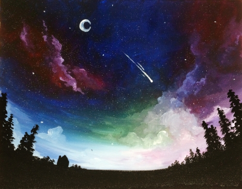 A Fish Eye Galaxy Sky paint nite project by Yaymaker