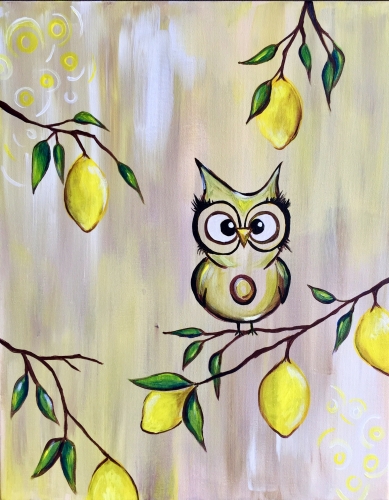 A The Owl in the Lemon Tree paint nite project by Yaymaker
