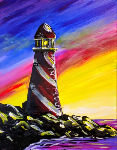 Virtual Paint Nite - Colorful Lighthouse in Eugene, OR