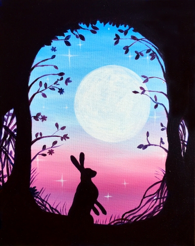 A The Rabbit and the Moon paint nite project by Yaymaker