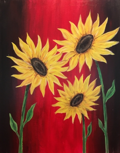 A Summer Sunflowers paint nite project by Yaymaker
