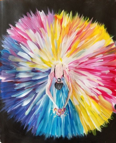 A Rainbow Ballerina paint nite project by Yaymaker