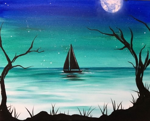 A Night Sailing paint nite project by Yaymaker