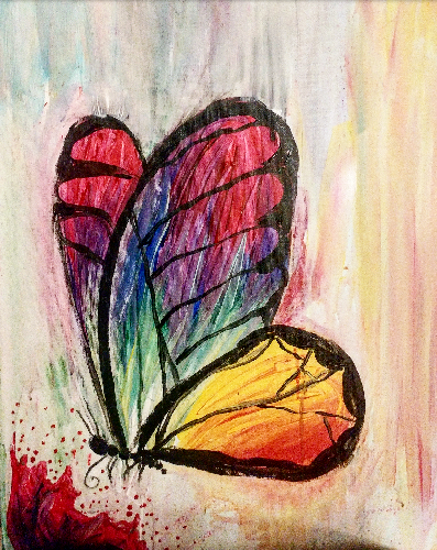 A Rainbow Monarch paint nite project by Yaymaker