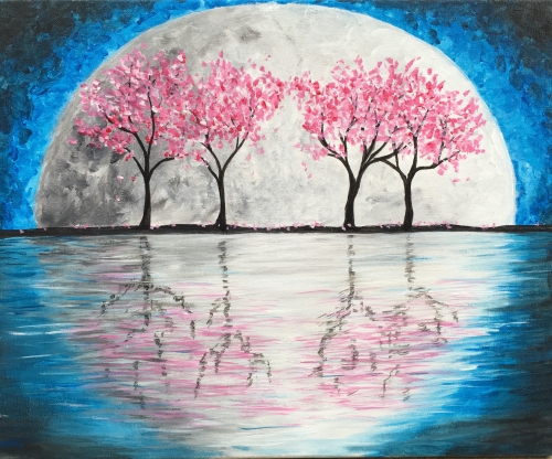A Super Moon Cherry Blossoms paint nite project by Yaymaker