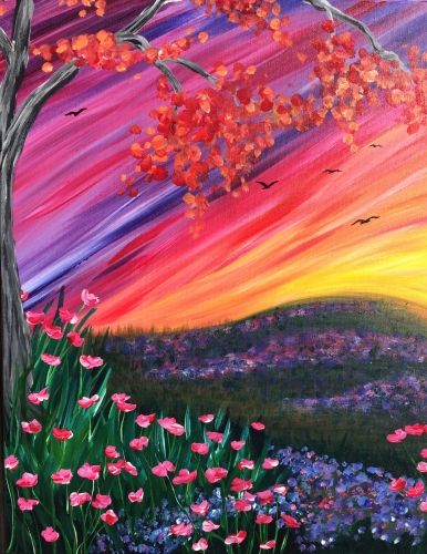 A Colorful Fall Meadow paint nite project by Yaymaker