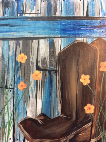 A Barnyard Boots paint nite project by Yaymaker