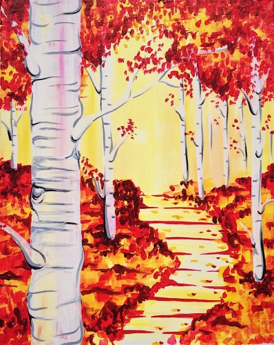 A Birch Forest in Fall paint nite project by Yaymaker