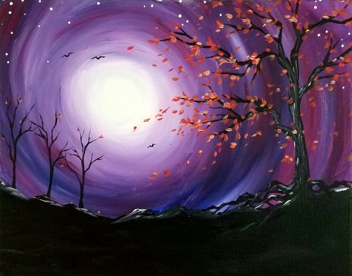 A Clear Autumn Night paint nite project by Yaymaker