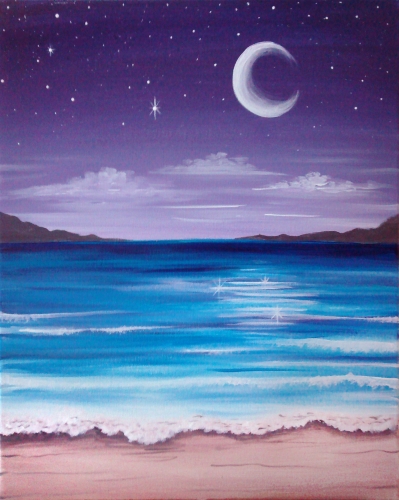 A The Beach At Night paint nite project by Yaymaker
