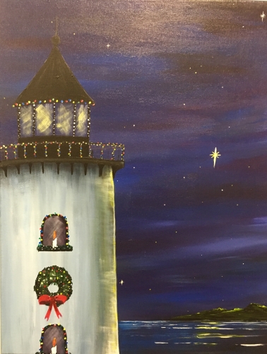A Coastal Christmas paint nite project by Yaymaker