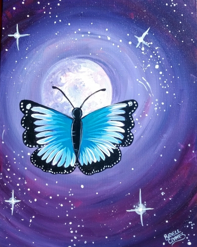 A Blue Moonlit Butterfly paint nite project by Yaymaker