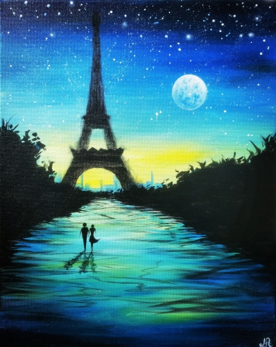 A Moonlit Night In Paris paint nite project by Yaymaker